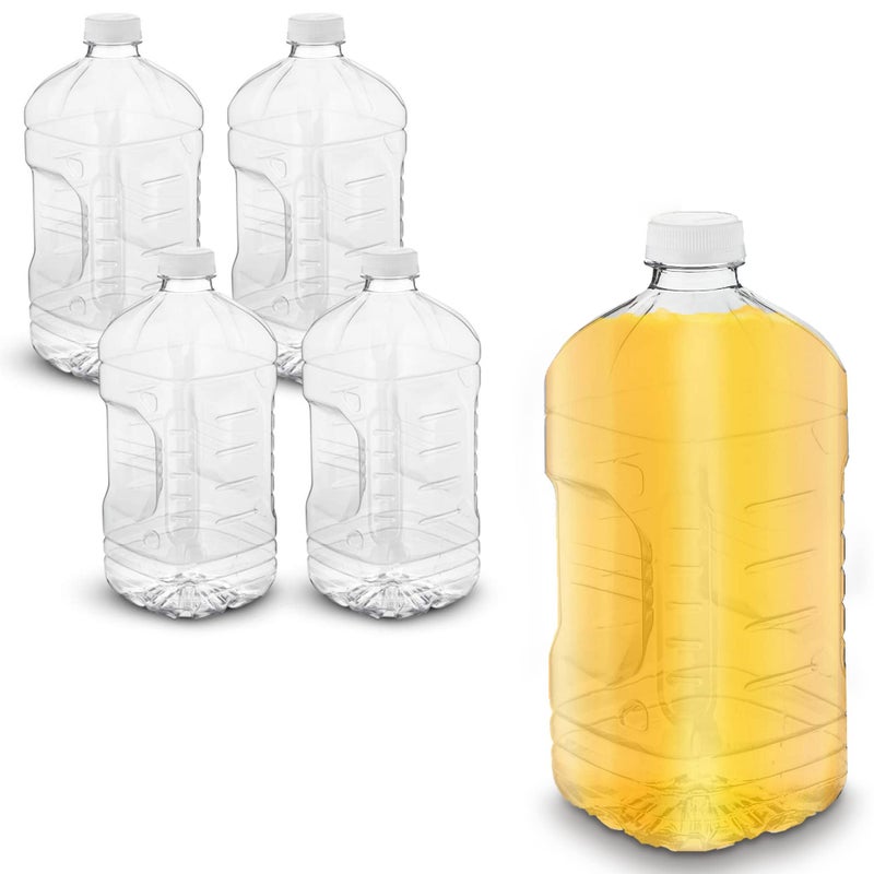MT Products Clear PET Plastic Juice Bottles 64 oz. - Empty Container with Tamper Evident Caps (Set of 4) - Made in the USA - Image 1
